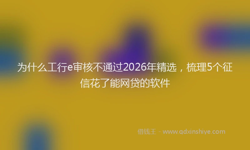 为什么工行e审核不通过2026年精选，梳理5个征信花了能网贷的软件