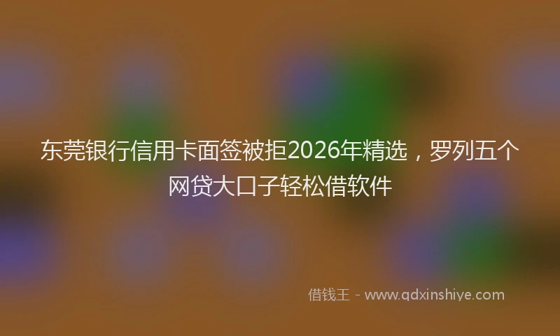 东莞银行信用卡面签被拒2026年精选，罗列五个网贷大口子轻松借软件