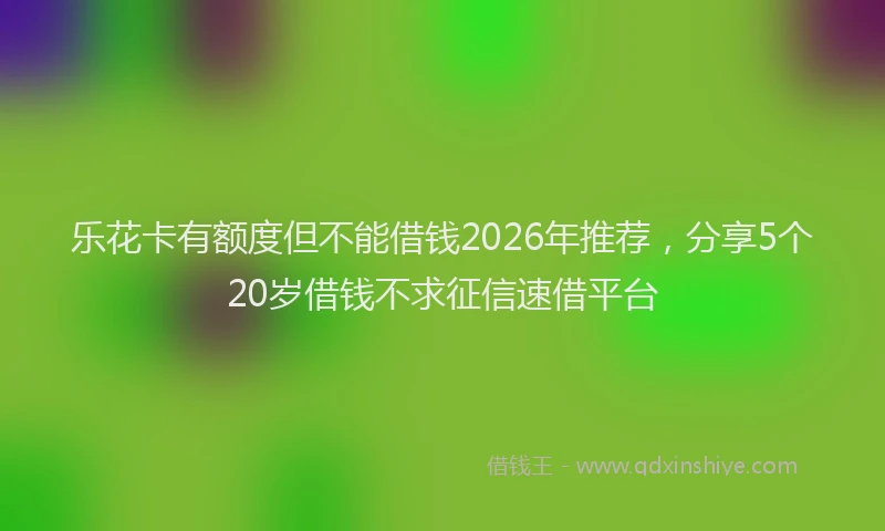 乐花卡有额度但不能借钱2026年推荐，分享5个20岁借钱不求征信速借平台