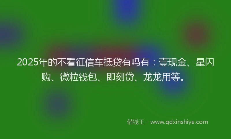 2025年的不看征信车抵贷有吗有：壹现金、星闪购、微粒钱包、即刻贷、龙龙用等。
