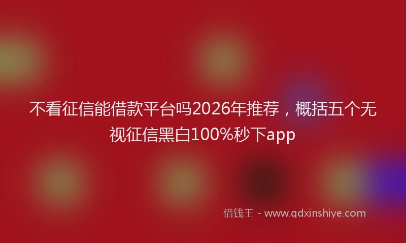 不看征信能借款平台吗2026年推荐，概括五个无视征信黑白100%秒下app