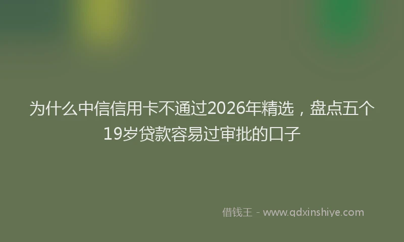 为什么中信信用卡不通过2026年精选，盘点五个19岁贷款容易过审批的口子
