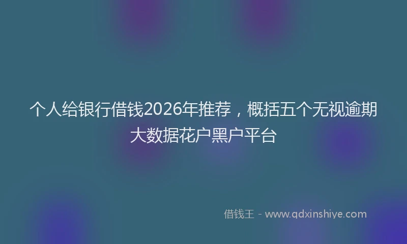 个人给银行借钱2026年推荐，概括五个无视逾期大数据花户黑户平台