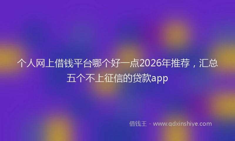 个人网上借钱平台哪个好一点2026年推荐，汇总五个不上征信的贷款app