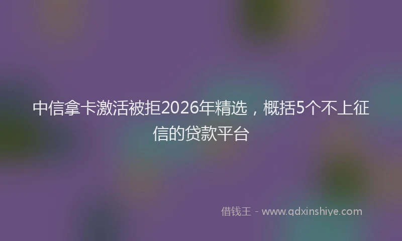 中信拿卡激活被拒2026年精选，概括5个不上征信的贷款平台