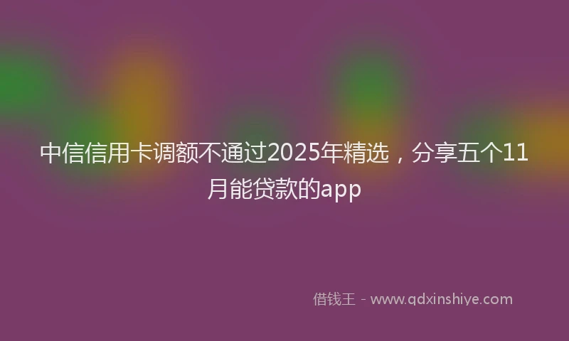 中信信用卡调额不通过2025年精选，分享五个11月能贷款的app