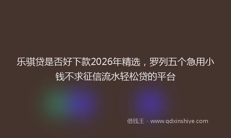 乐骐贷是否好下款2026年精选，罗列五个急用小钱不求征信流水轻松贷的平台