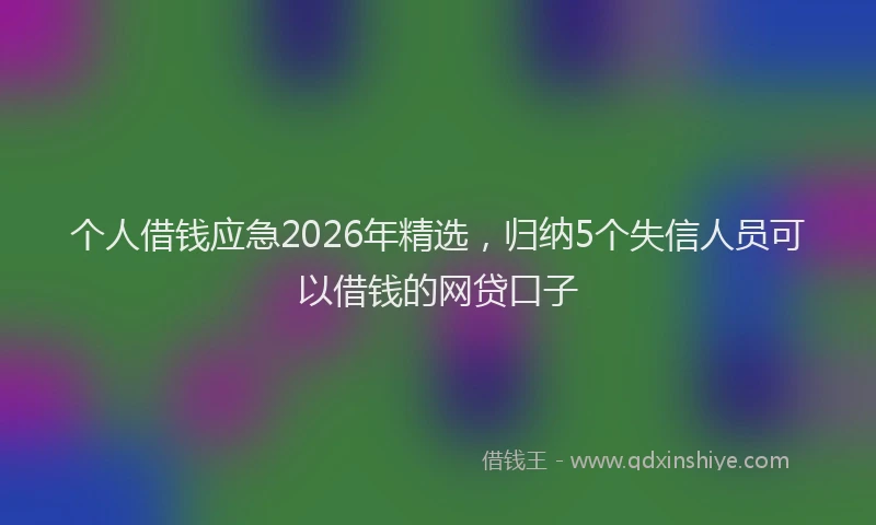 个人借钱应急2026年精选，归纳5个失信人员可以借钱的网贷口子