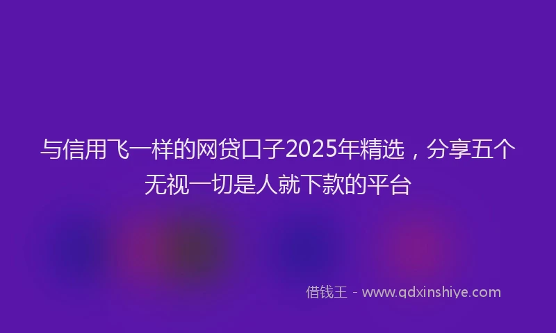 与信用飞一样的网贷口子2025年精选，分享五个无视一切是人就下款的平台
