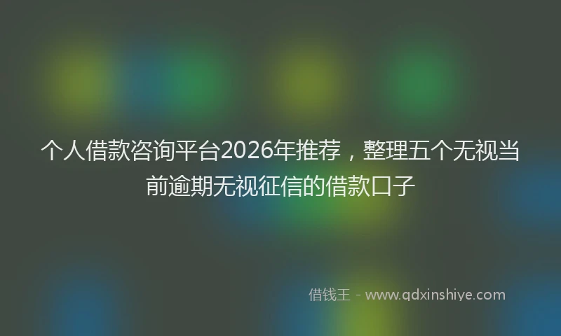 个人借款咨询平台2026年推荐，整理五个无视当前逾期无视征信的借款口子