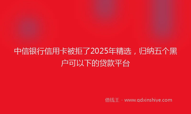中信银行信用卡被拒了2025年精选，归纳五个黑户可以下的贷款平台