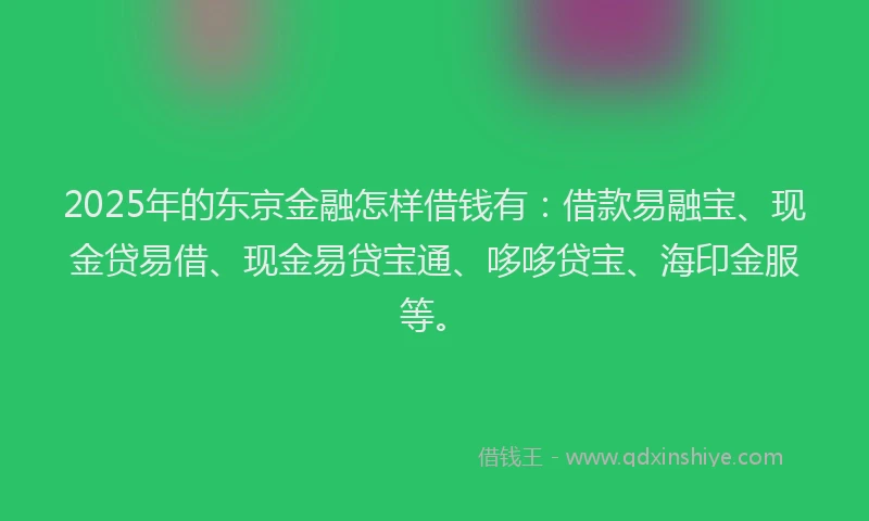 2025年的东京金融怎样借钱有：借款易融宝、现金贷易借、现金易贷宝通、哆哆贷宝、海印金服等。