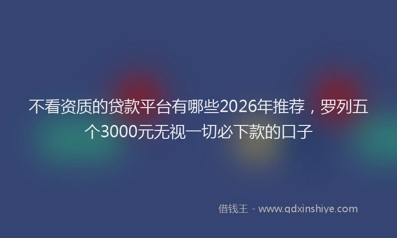 不看资质的贷款平台有哪些2026年推荐，罗列五个3000元无视一切必下款的口子