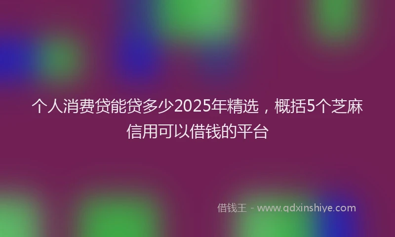 个人消费贷能贷多少2025年精选，概括5个芝麻信用可以借钱的平台