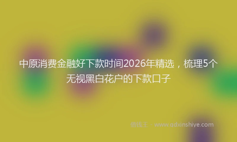中原消费金融好下款时间2026年精选,梳理5个无视黑白花户的下款口子