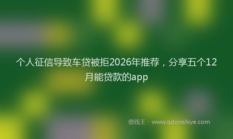 个人征信导致车贷被拒2026年推荐，分享五个12月能贷款的app