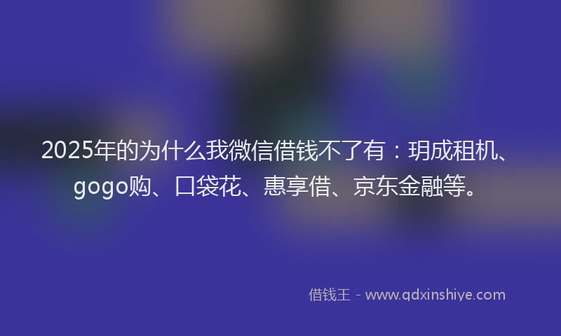 2025年的为什么我微信借钱不了有：玥成租机、gogo购、口袋花、惠享借、京东金融等。