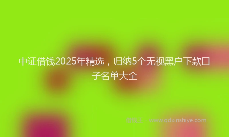 中证借钱2025年精选，归纳5个无视黑户下款口子名单大全