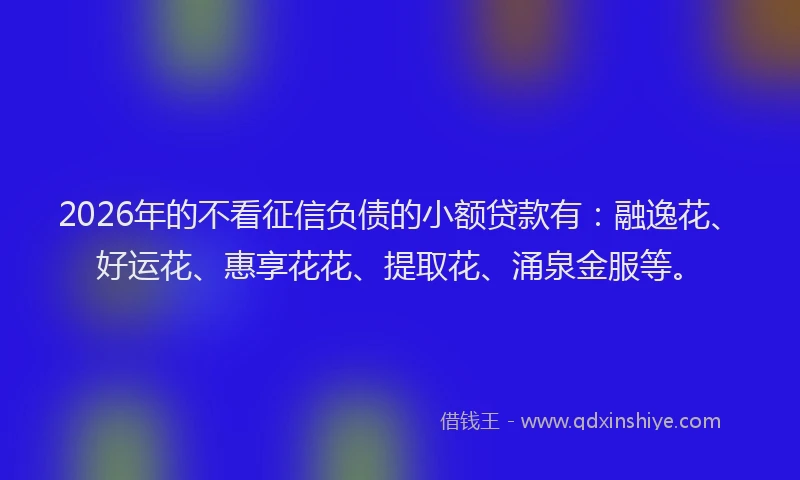 2026年的不看征信负债的小额贷款有:融逸花、好运花、惠享花花、提取花、涌泉金服等。