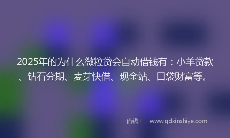 2025年的为什么微粒贷会自动借钱有:小羊贷款、钻石分期、麦芽快借、现金站、口袋财富等。
