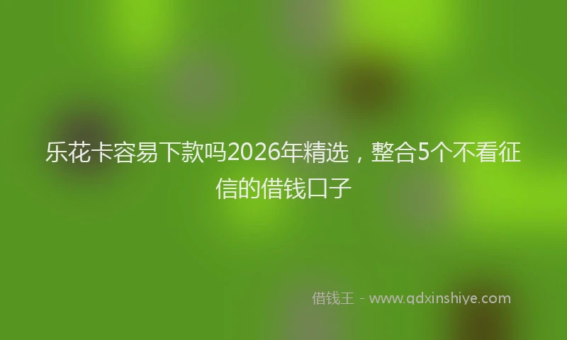 乐花卡容易下款吗2026年精选，整合5个不看征信的借钱口子