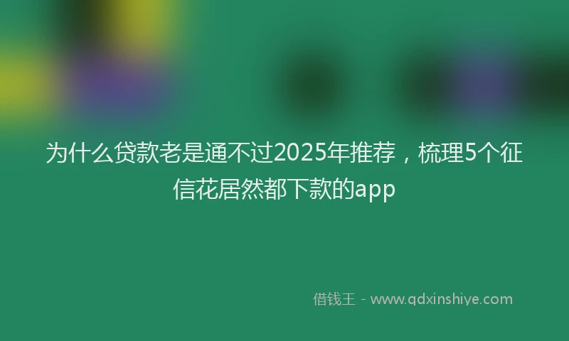 为什么贷款老是通不过2025年推荐，梳理5个征信花居然都下款的app