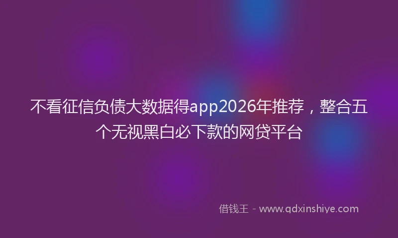 不看征信负债大数据得app2026年推荐，整合五个无视黑白必下款的网贷平台