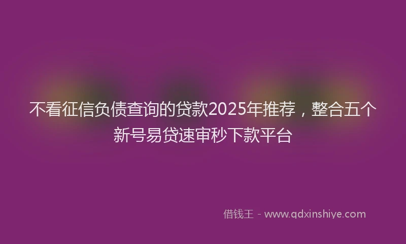 不看征信负债查询的贷款2025年推荐,整合五个新号易贷速审秒下款平台
