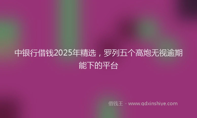 中银行借钱2025年精选，罗列五个高炮无视逾期能下的平台