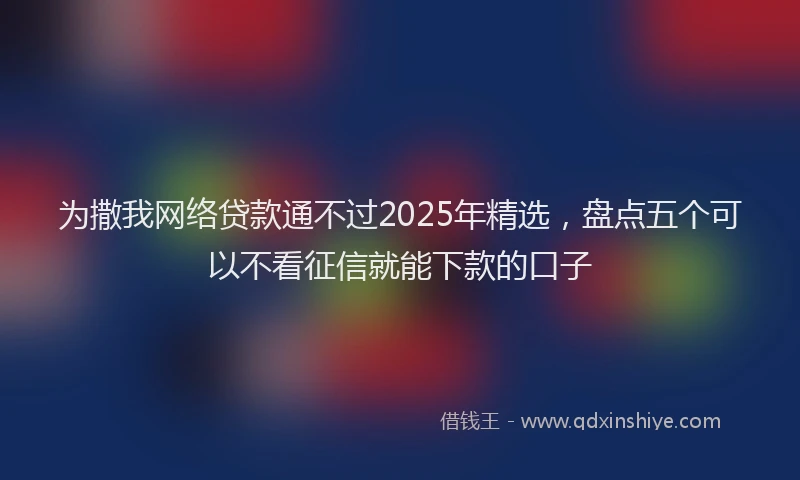 为撒我网络贷款通不过2025年精选，盘点五个可以不看征信就能下款的口子