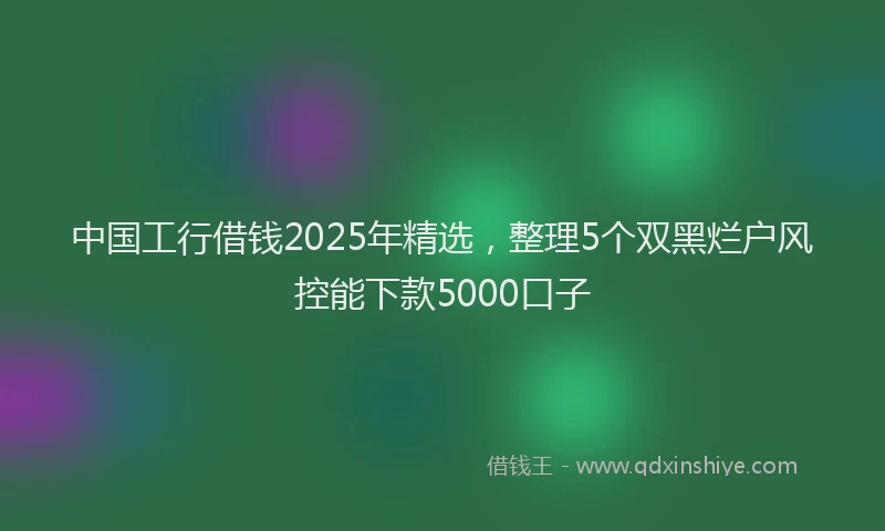 中国工行借钱2025年精选，整理5个双黑烂户风控能下款5000口子