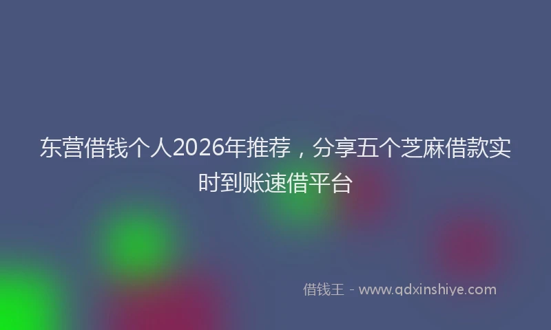 东营借钱个人2026年推荐，分享五个芝麻借款实时到账速借平台