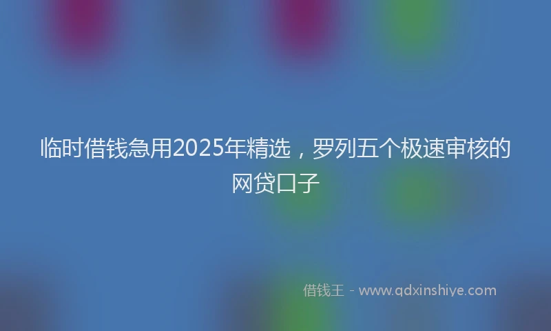 临时借钱急用2025年精选，罗列五个极速审核的网贷口子