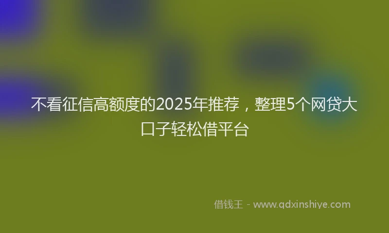 不看征信高额度的2025年推荐，整理5个网贷大口子轻松借平台