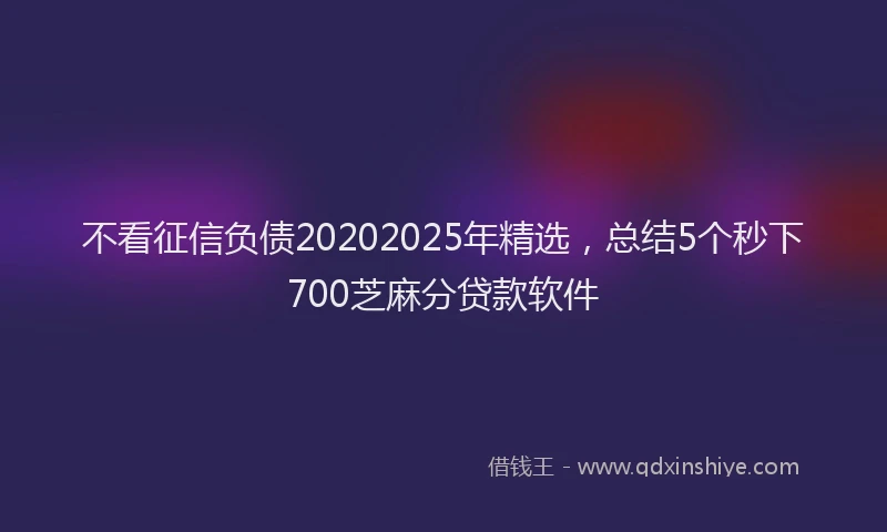 不看征信负债20202025年精选，总结5个秒下700芝麻分贷款软件