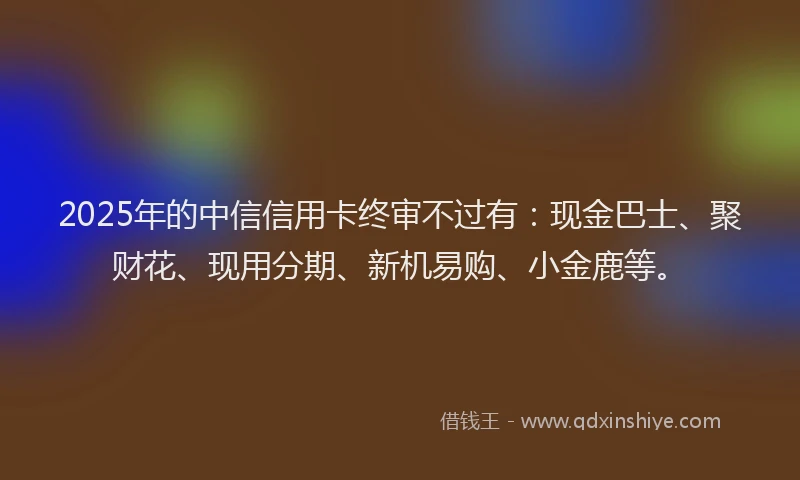 2025年的中信信用卡终审不过有:现金巴士、聚财花、现用分期、新机易购、小金鹿等。