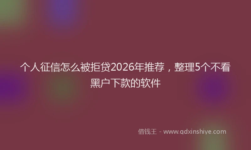 个人征信怎么被拒贷2026年推荐,整理5个不看黑户下款的软件