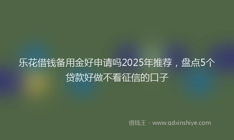 乐花借钱备用金好申请吗2025年推荐，盘点5个贷款好做不看征信的口子