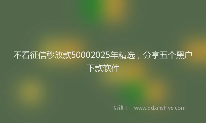 不看征信秒放款50002025年精选，分享五个黑户下款软件