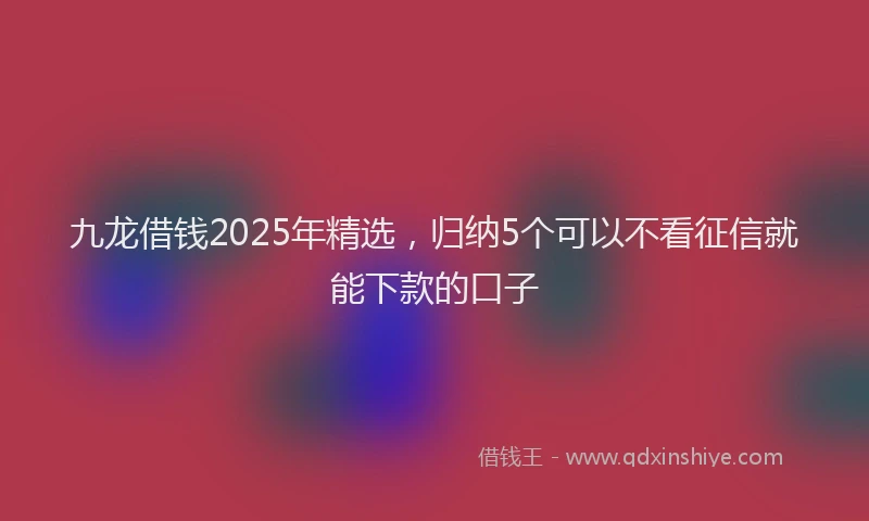 九龙借钱2025年精选，归纳5个可以不看征信就能下款的口子