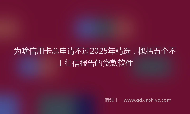 为啥信用卡总申请不过2025年精选,概括五个不上征信报告的贷款软件