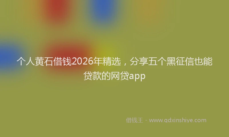 个人黄石借钱2026年精选，分享五个黑征信也能贷款的网贷app