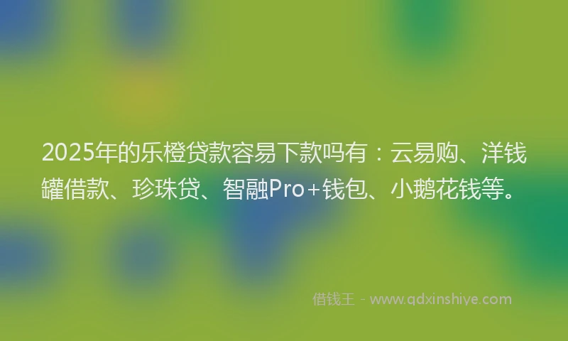2025年的乐橙贷款容易下款吗有：云易购、洋钱罐借款、珍珠贷、智融Pro+钱包、小鹅花钱等。