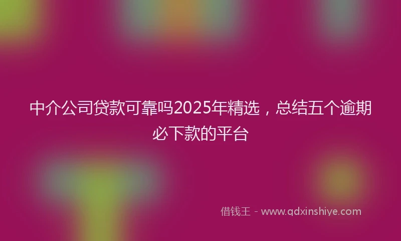 中介公司贷款可靠吗2025年精选，总结五个逾期必下款的平台