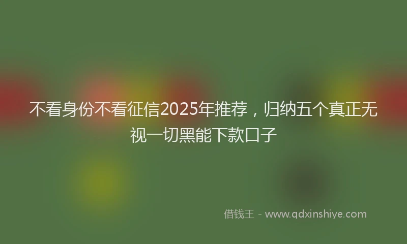 不看身份不看征信2025年推荐，归纳五个真正无视一切黑能下款口子