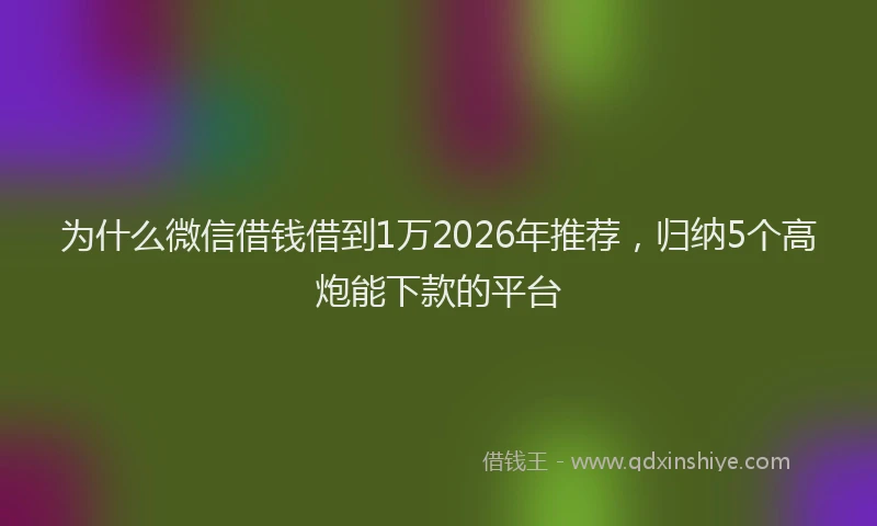 为什么微信借钱借到1万2026年推荐，归纳5个高炮能下款的平台