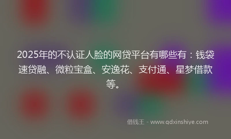 2025年的不认证人脸的网贷平台有哪些有：钱袋速贷融、微粒宝盒、安逸花、支付通、星梦借款等。