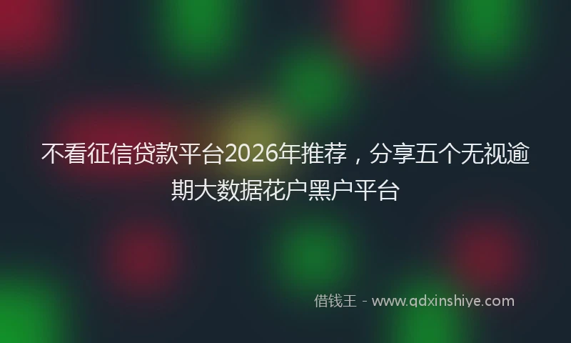 不看征信贷款平台2026年推荐，分享五个无视逾期大数据花户黑户平台