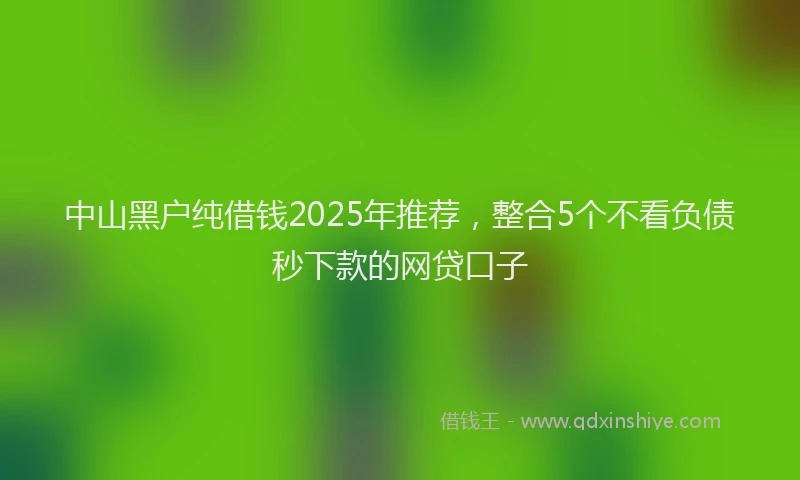 中山黑户纯借钱2025年推荐，整合5个不看负债秒下款的网贷口子