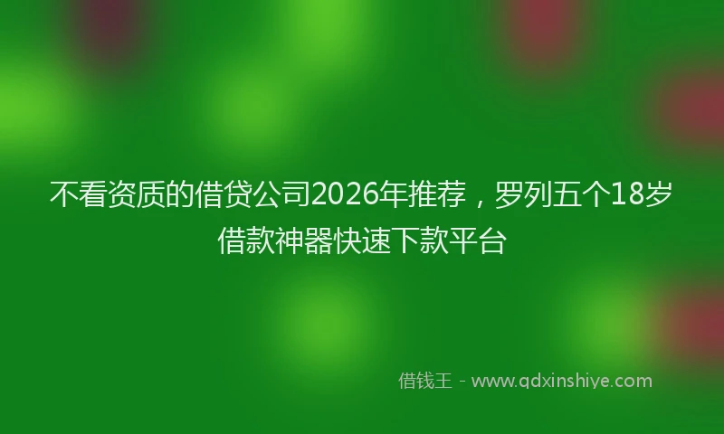 不看资质的借贷公司2026年推荐，罗列五个18岁借款神器快速下款平台
